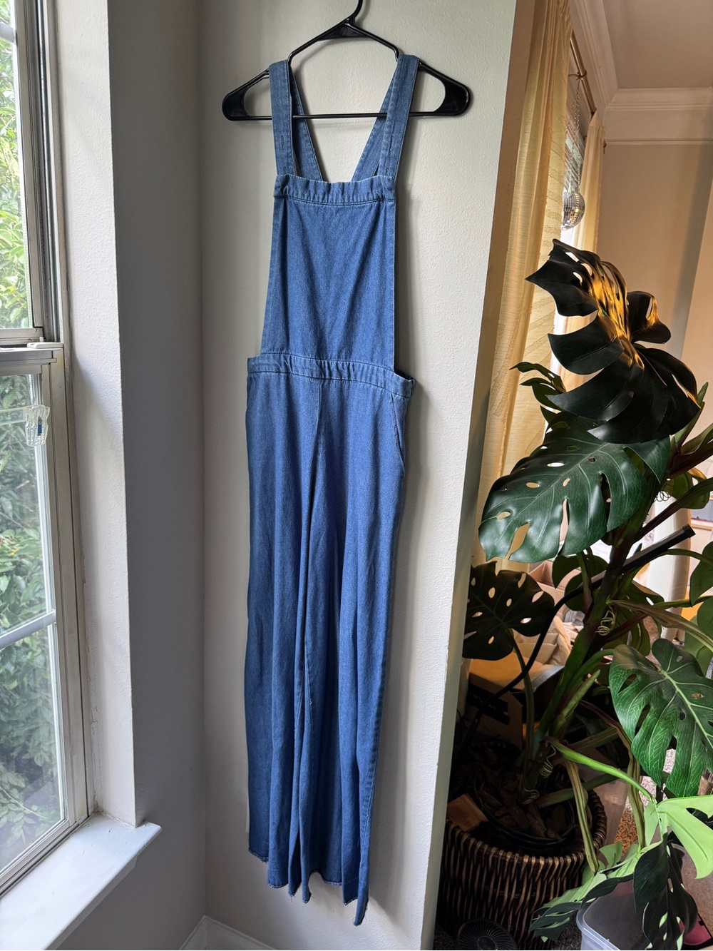 Xhilaration Denim Blue Wide-Leg Overalls Jumpsuit